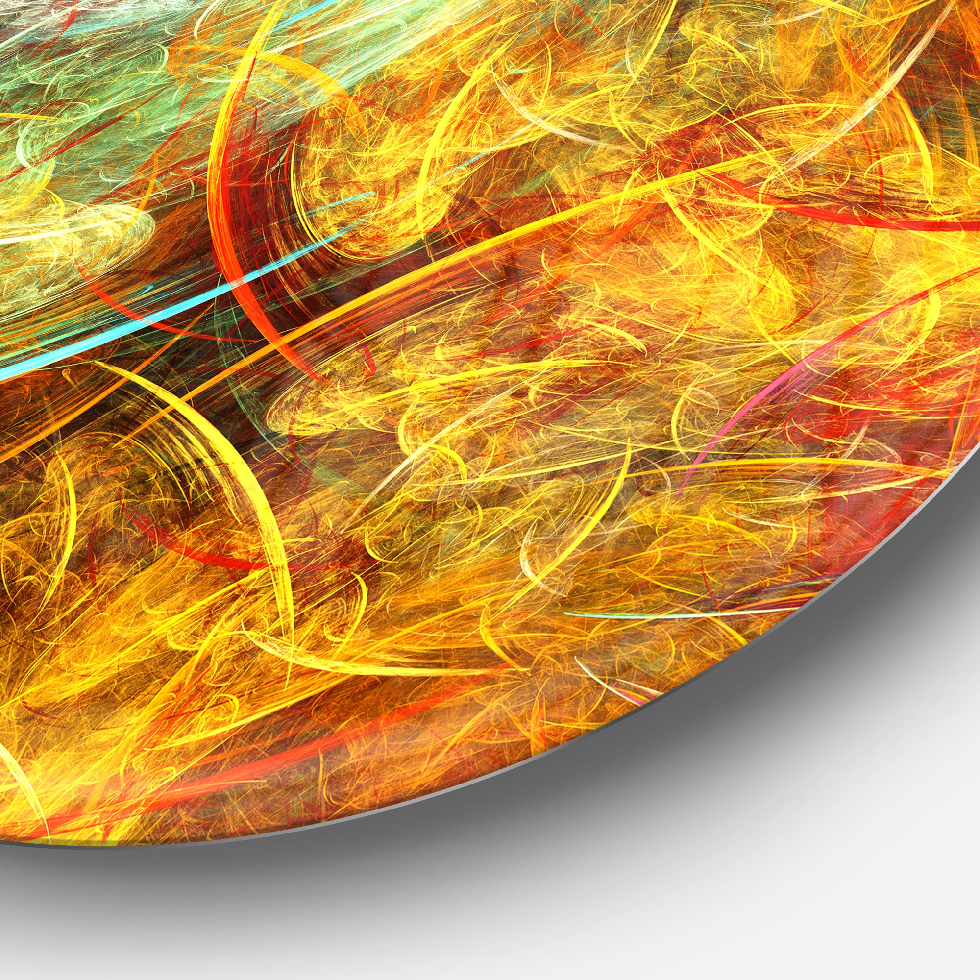 Yellow Swirling Clouds' Abstract Circle Metal Wall Art
