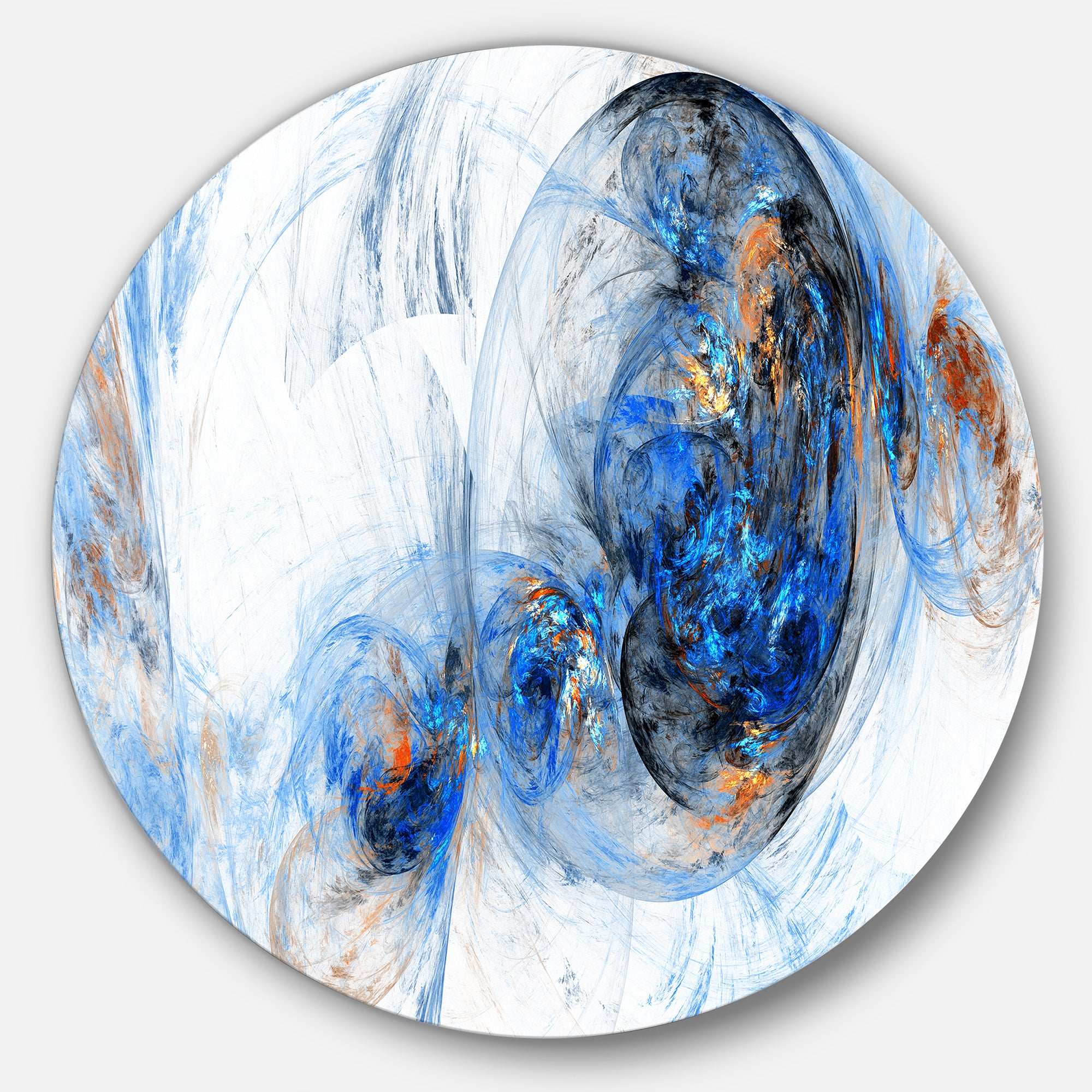 Colored Smoke Dark Blue' Abstract Circle Metal Wall Art