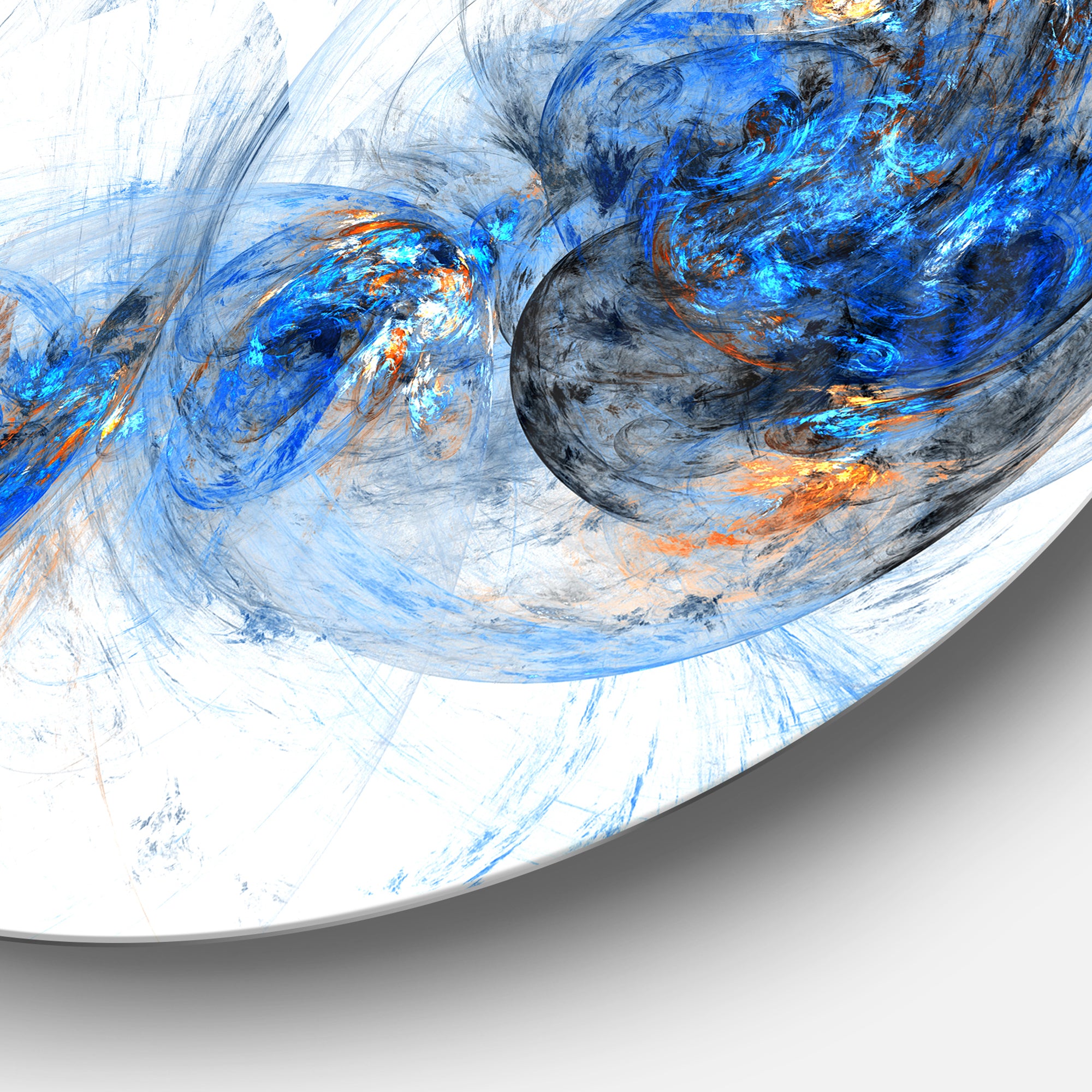 Colored Smoke Dark Blue' Abstract Circle Metal Wall Art