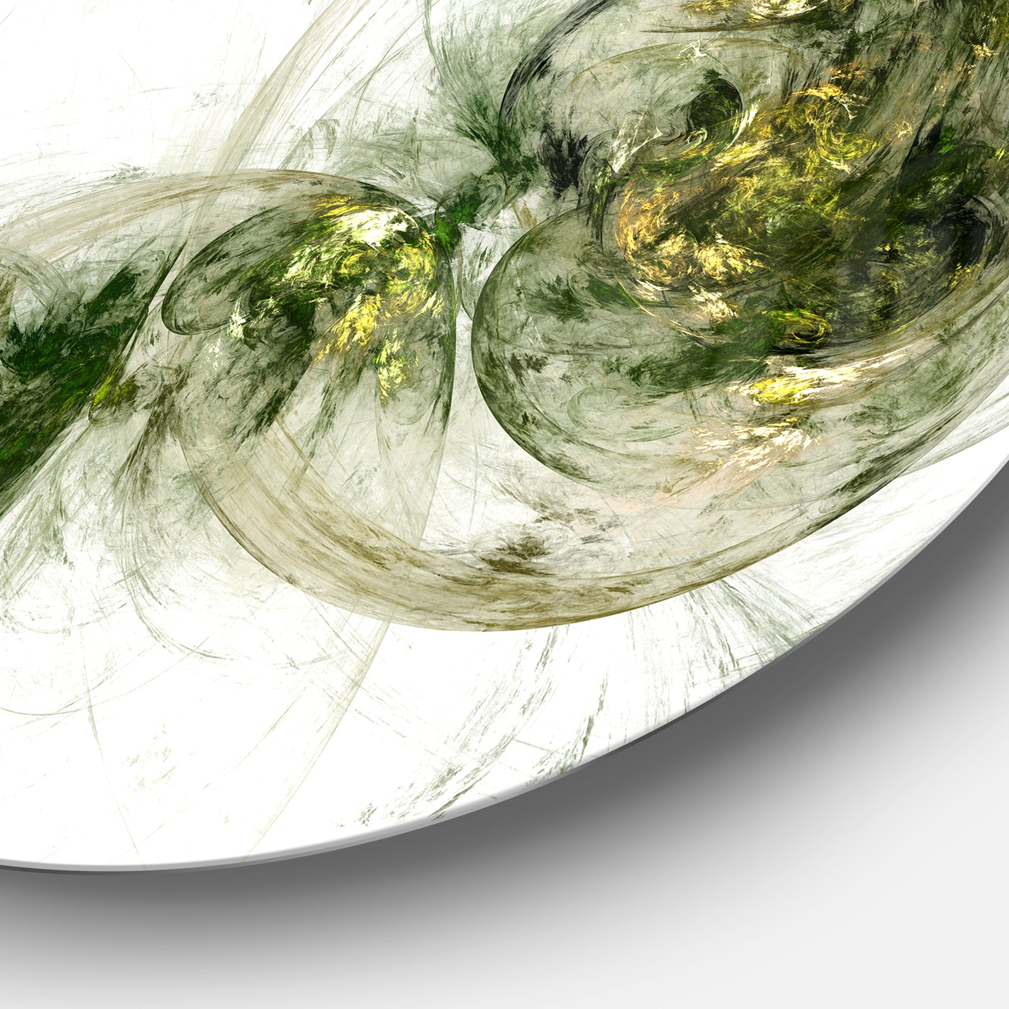 Colored Smoke Green' Abstract Circle Metal Wall Art