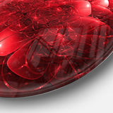 Alien Mystical Flower Red' Floral Circle Metal Wall Art