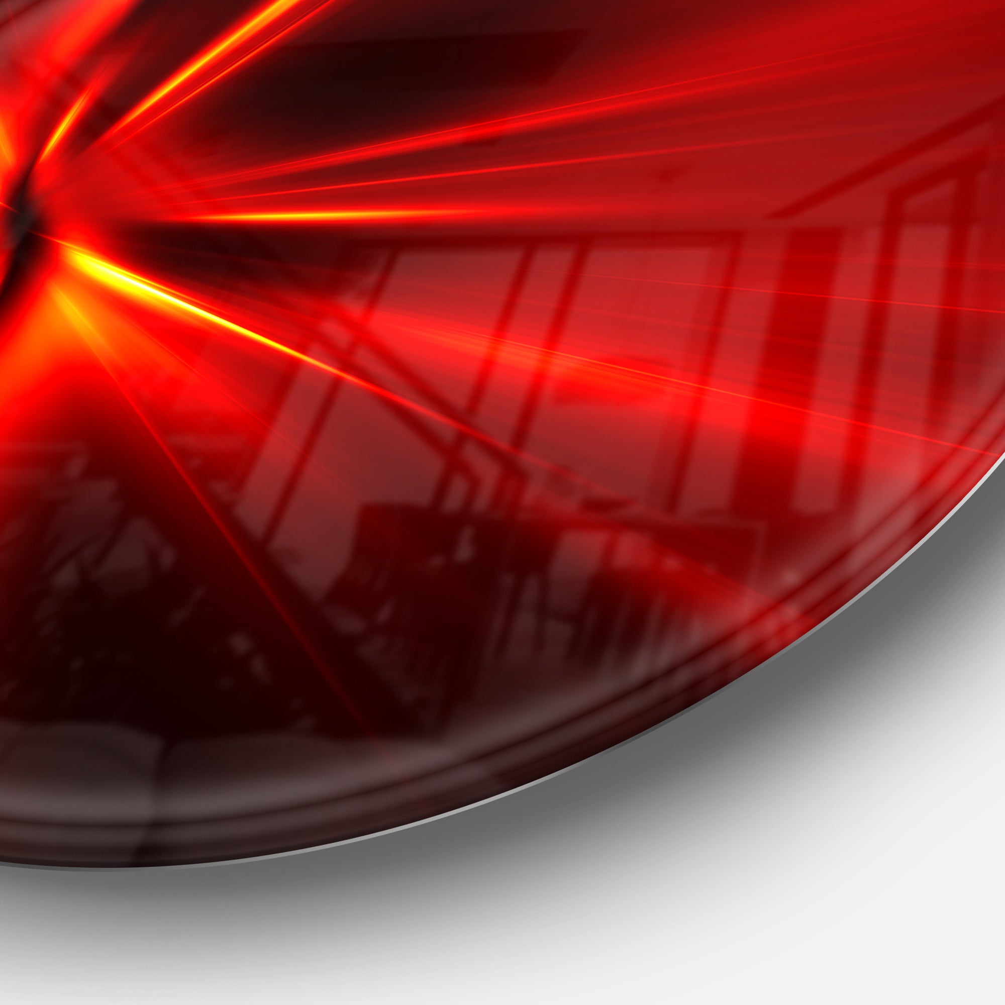 Red and Yellow Rays' Abstract Circle Metal Wall Art