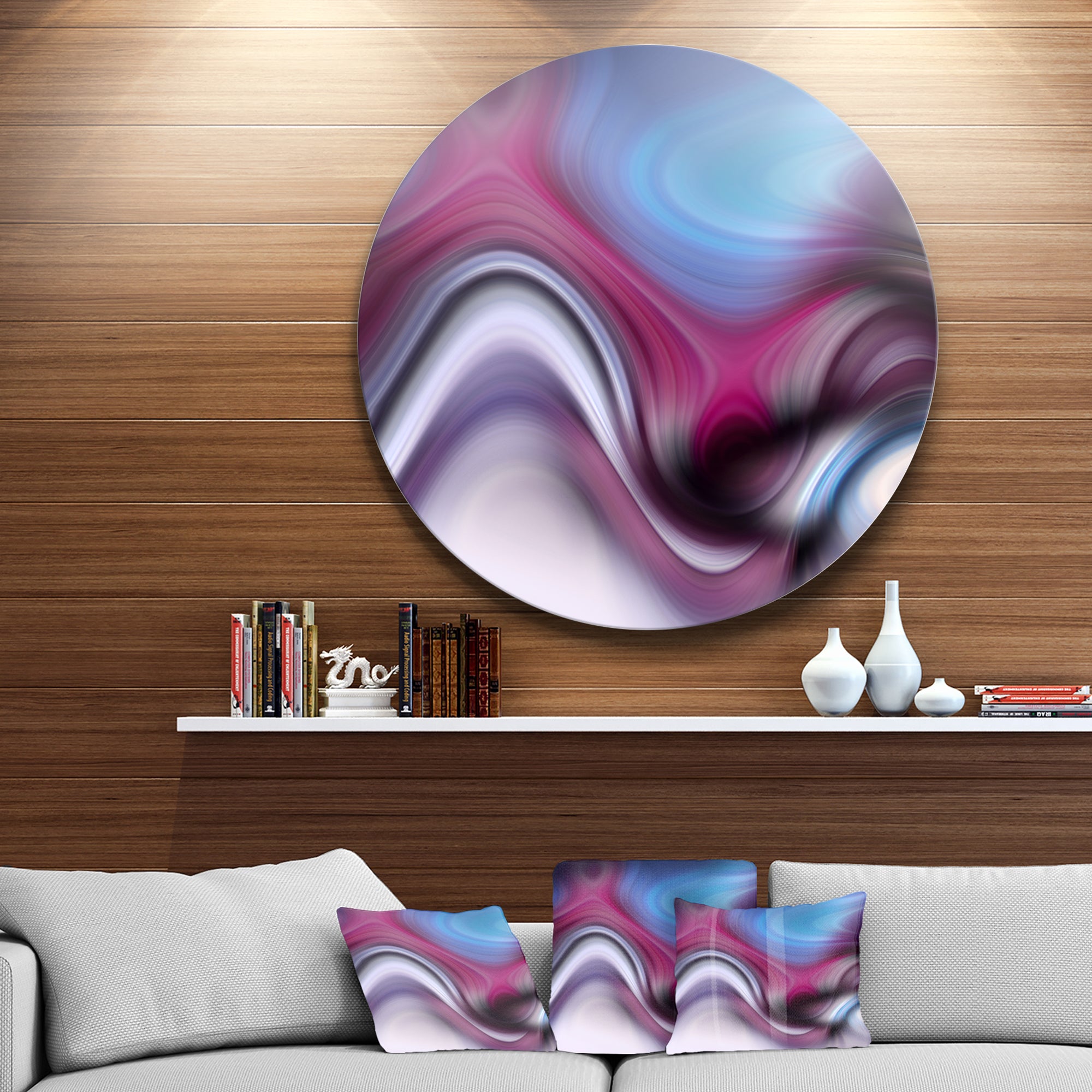Beautiful Texture of Blue Purple' Large Abstract Circle Metal Wall Art