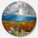Autumn in Crimean Mountains' Landscape Photography Circle Metal Wall Art