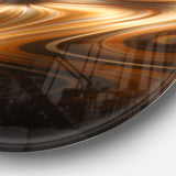 Brown Curved Waves Texture' Large Abstract Circle Metal Wall Art