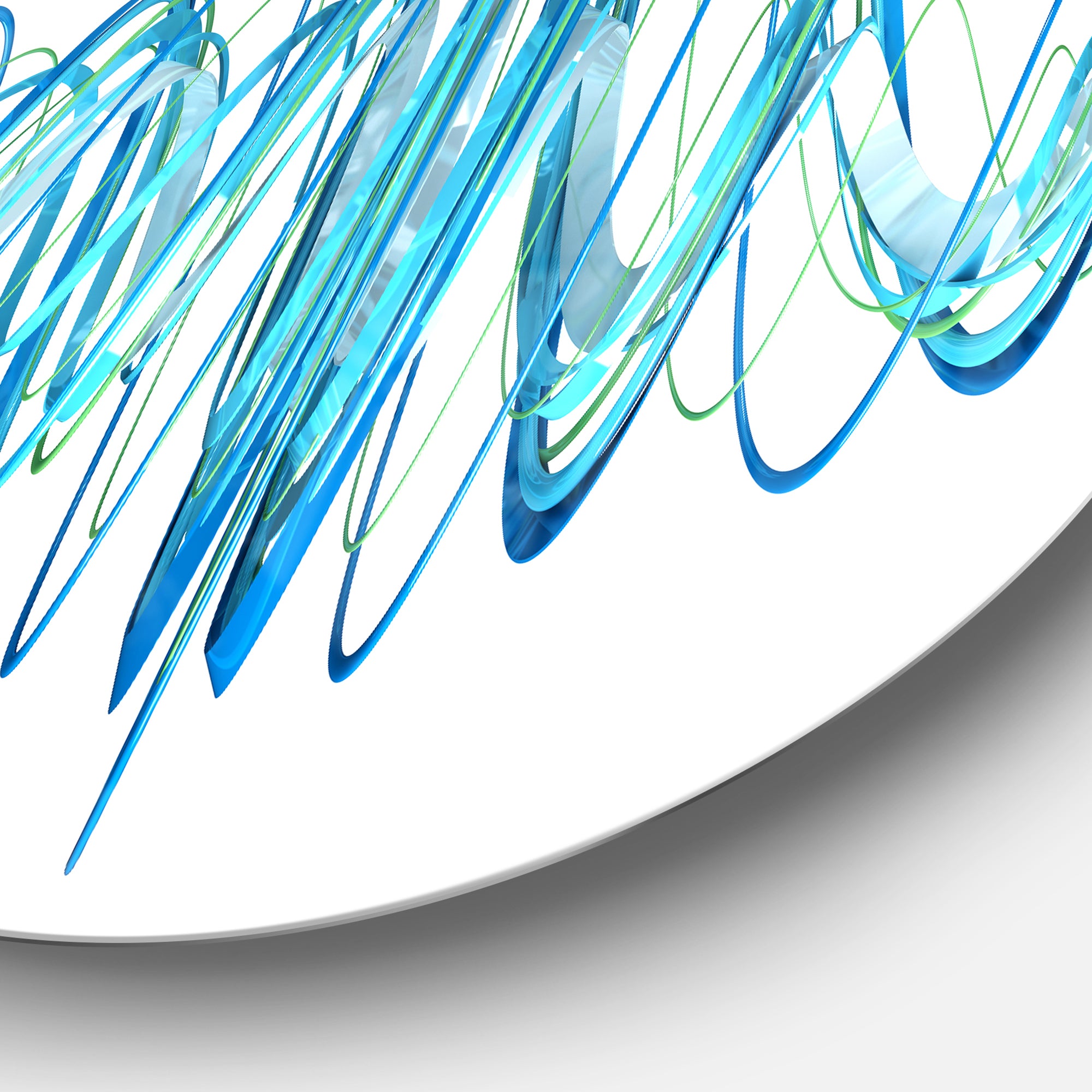 Blue Circled Waves' Abstract Circle Metal Wall Art