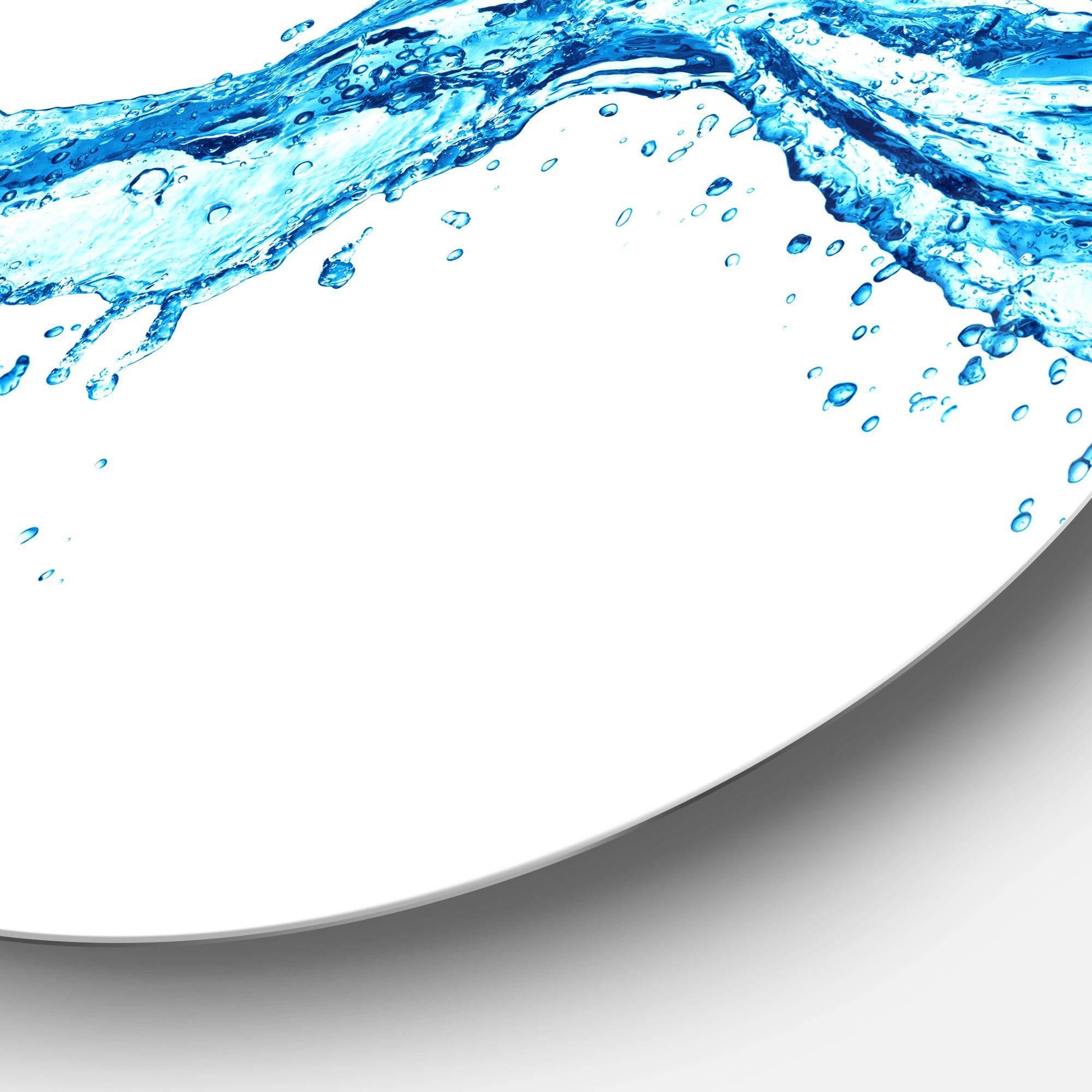 Blue Water Splashes' Abstract Circle Metal Wall Art