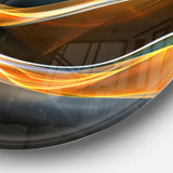 3D Gold Waves in Black' Abstract Circle Metal Wall Art