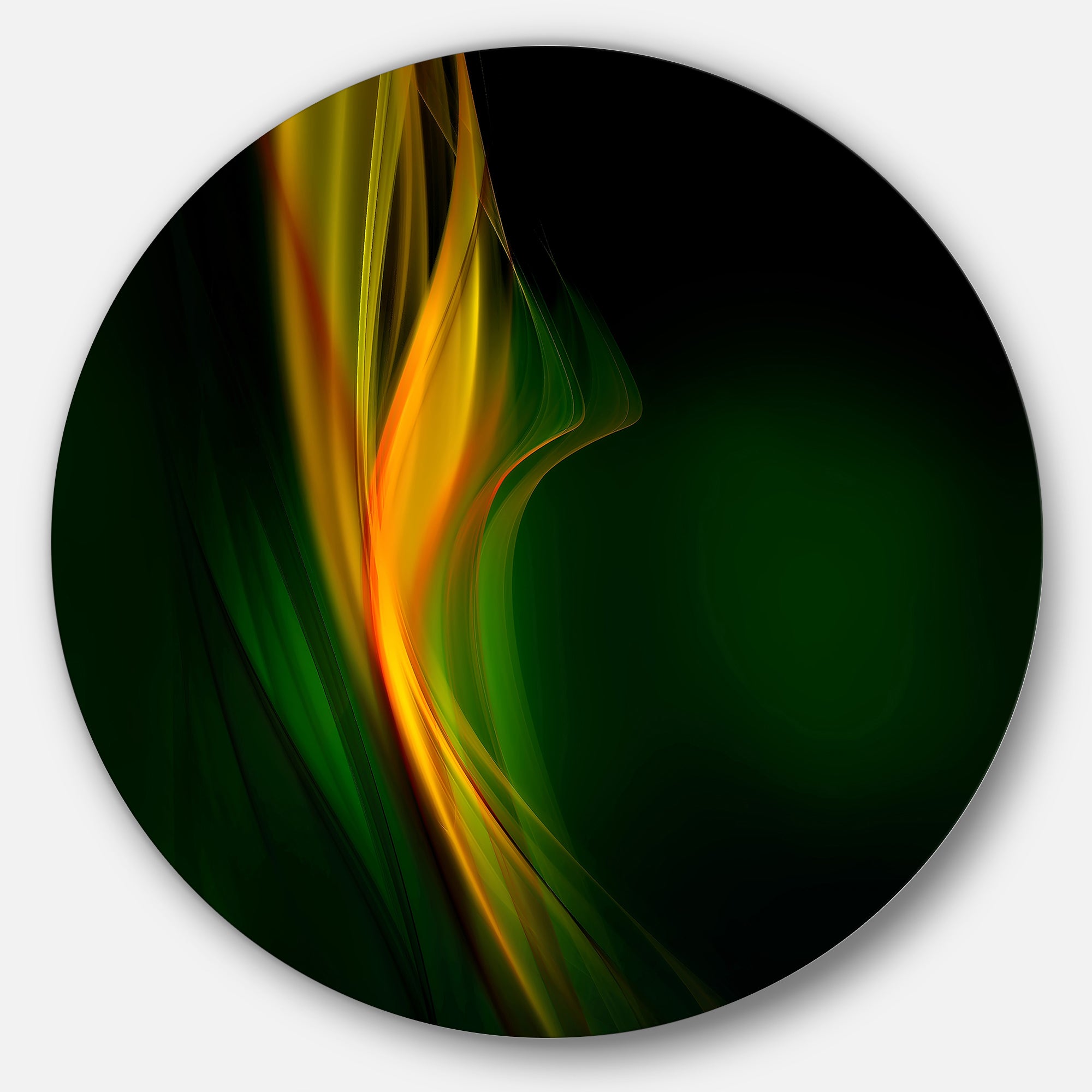 Green Gold Upright Waves' Abstract Circle Metal Wall Art