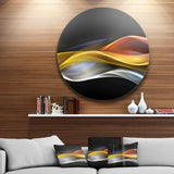 3D Gold Silver Wave Design - Abstract Digital Art Round Metal Wall Art