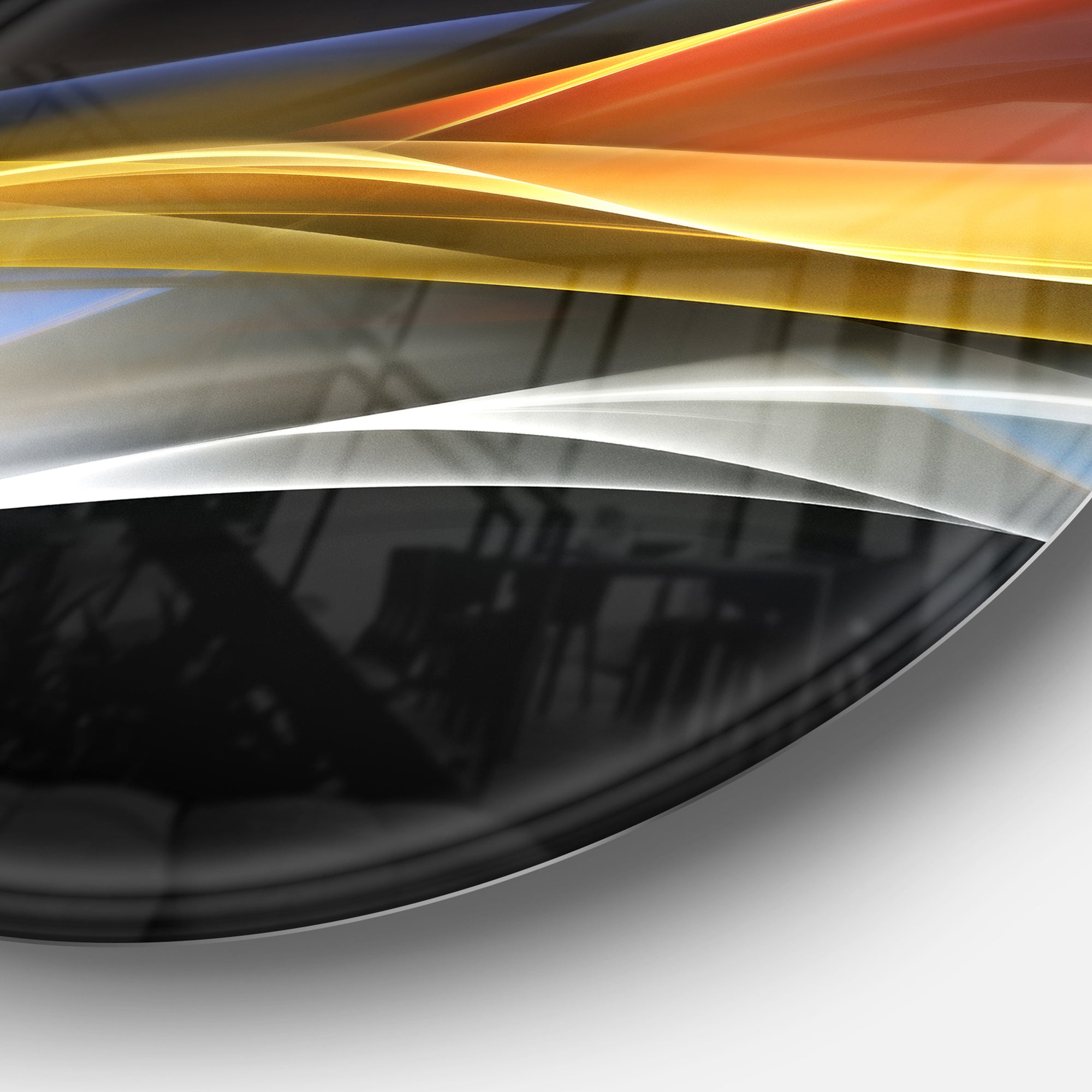 3D Gold Silver Wave Design' Abstract Circle Metal Wall Art