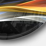 3D Gold Silver Wave Design' Abstract Circle Metal Wall Art