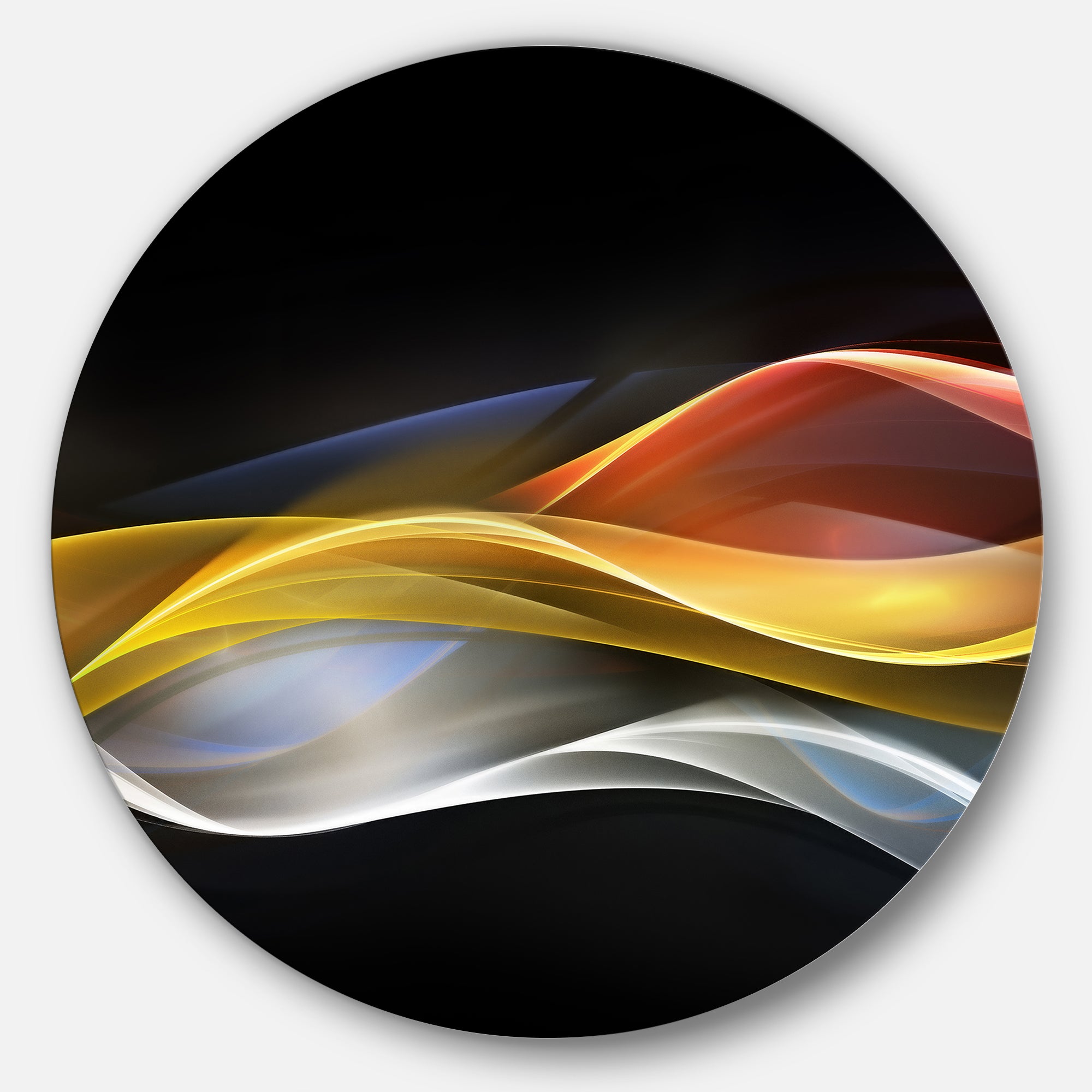 3D Gold Silver Wave Design' Abstract Circle Metal Wall Art