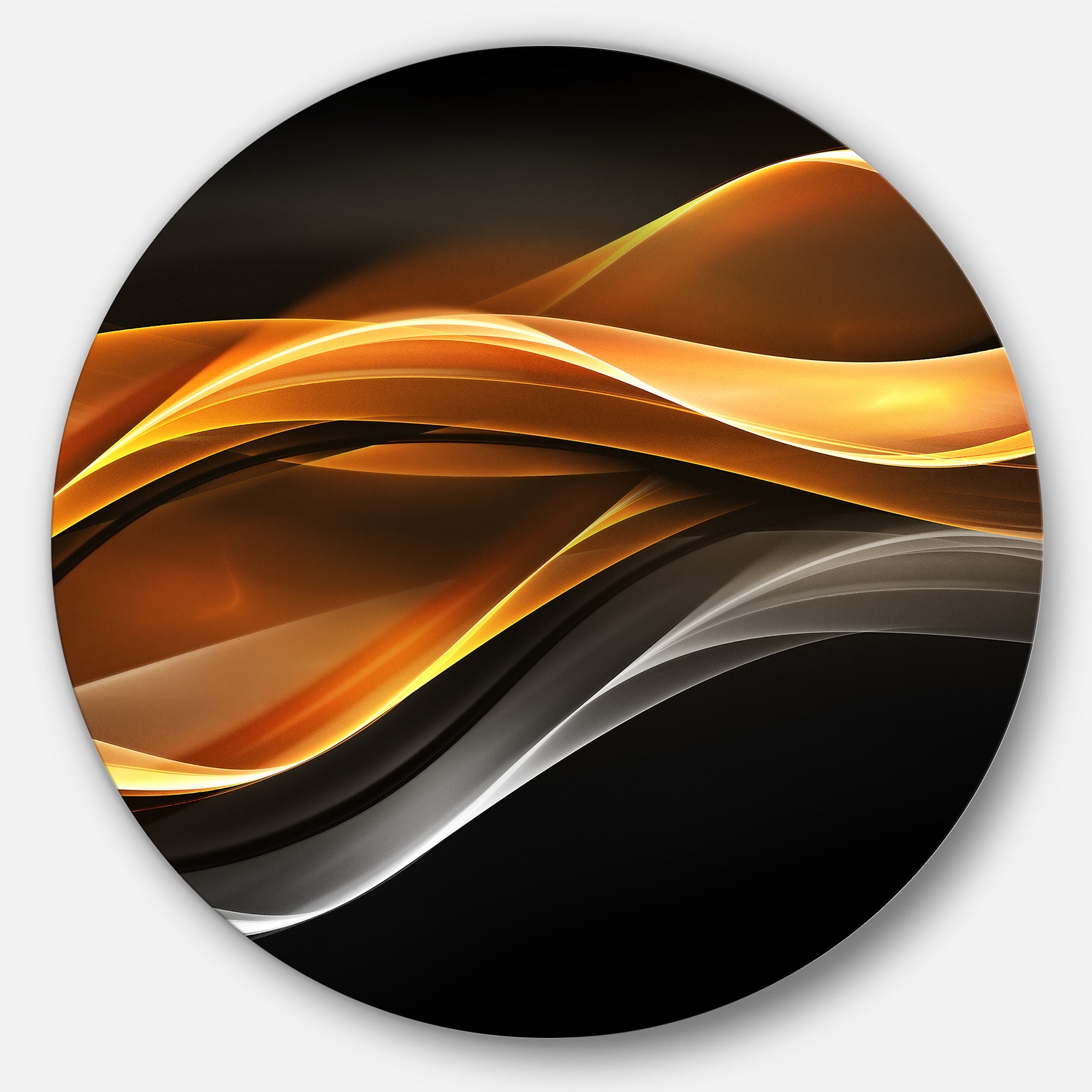 Gold Silver Inward Lines' Abstract Circle Metal Wall Art