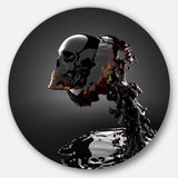 Skull in Liquid' Abstract Portrait Circle Metal Wall Art