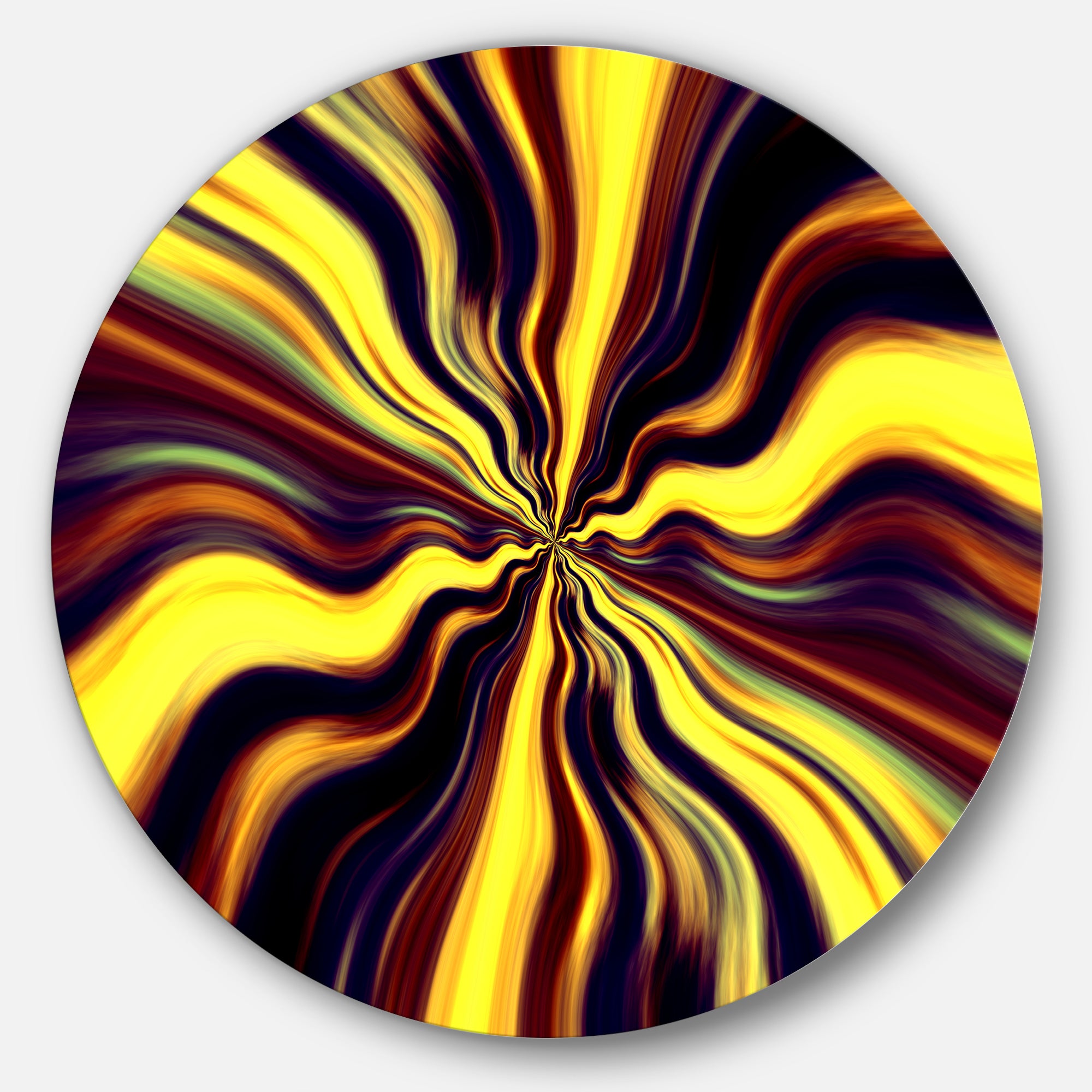 Yellow Purple Black Fantasy' Abstract Circle Circle Metal Wall Art