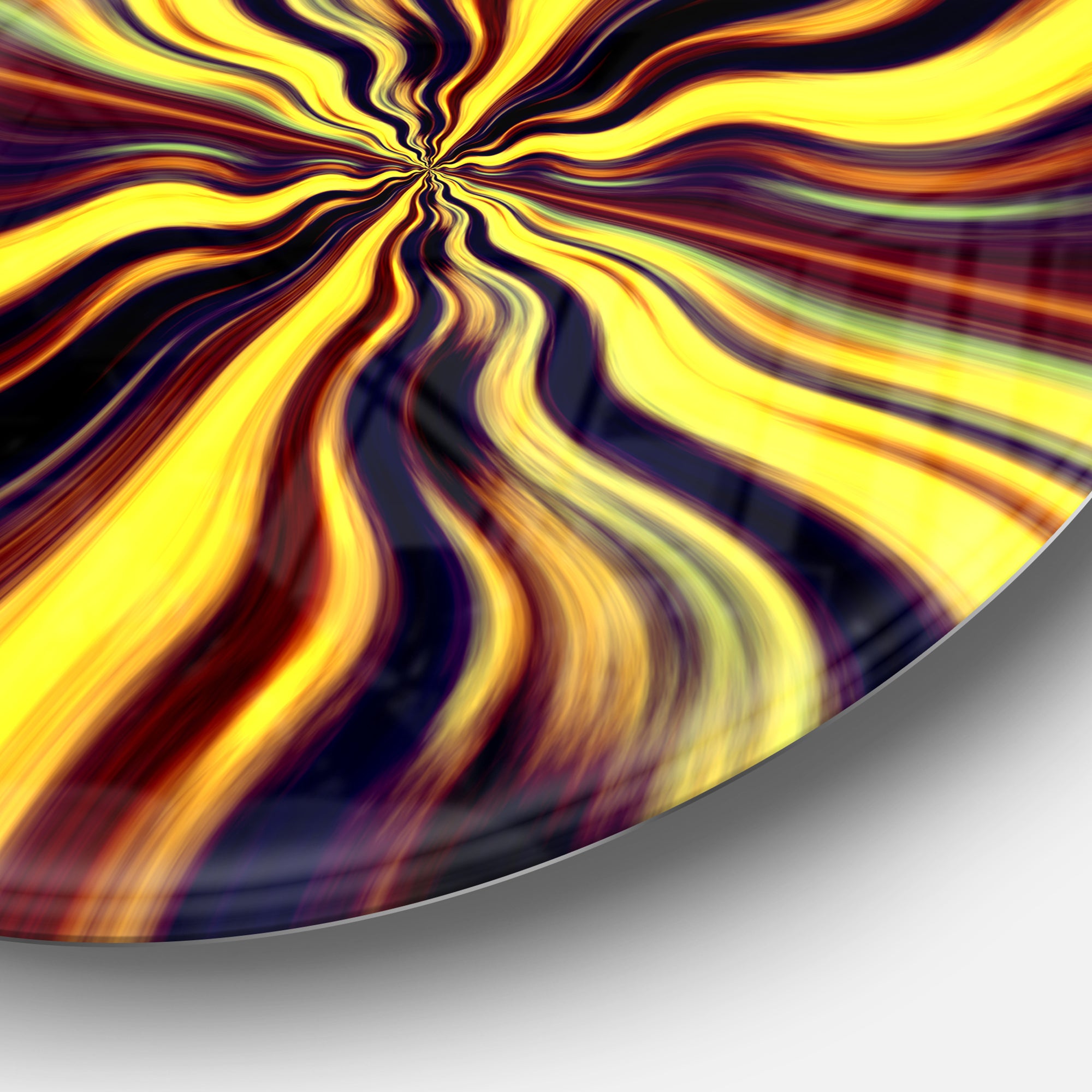 Yellow Purple Black Fantasy' Abstract Circle Circle Metal Wall Art