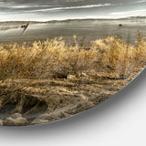 Pier in Brown Lake' Landscape Photo Circle Circle Metal Wall Art