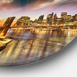 Manhattan at Winter Sunset' Cityscape Photo Circle Metal Wall Art