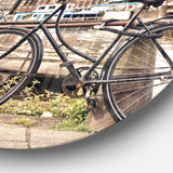 Bike Over Bridge in Amsterdam' Cityscape Photo Circle Metal Wall Art