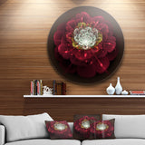 Red Fractal Flower with White' Floral Circle Metal Wall Art