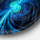 Blue Fractal' Abstract Circle Metal Wall Art