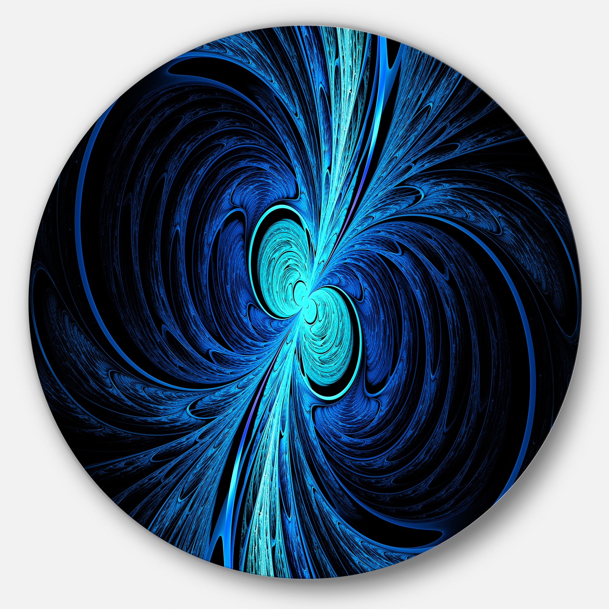 Blue Fractal' Abstract Circle Metal Wall Art