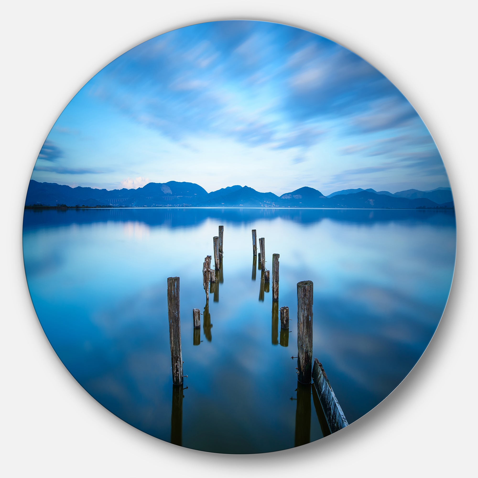 Deep into the Sea Pier' Seascape Circle Metal Wall Art