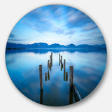 Deep into the Sea Pier' Seascape Circle Metal Wall Art