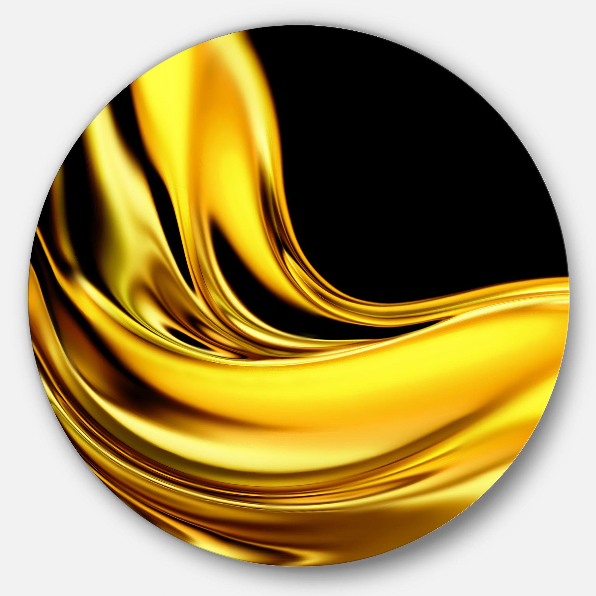 Yellow Gold Texture Pattern' Abstract Circle Metal Wall Art