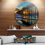 Oceanside Pier at Evening' Landscape Photography Circle Metal Wall Art