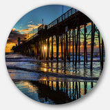 Oceanside Pier at Evening' Landscape Photography Circle Metal Wall Art