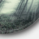 Trail Through Dark Forest' Landscape Photo Circle Metal Wall Art