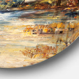 Stream in Forest Oil Painting' Landscape Painting Circle Metal Wall Art