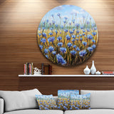 Blue Flowers in Meadow Painting' Floral Metal Artwork