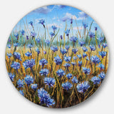 Blue Flowers in Meadow Painting' Floral Metal Artwork