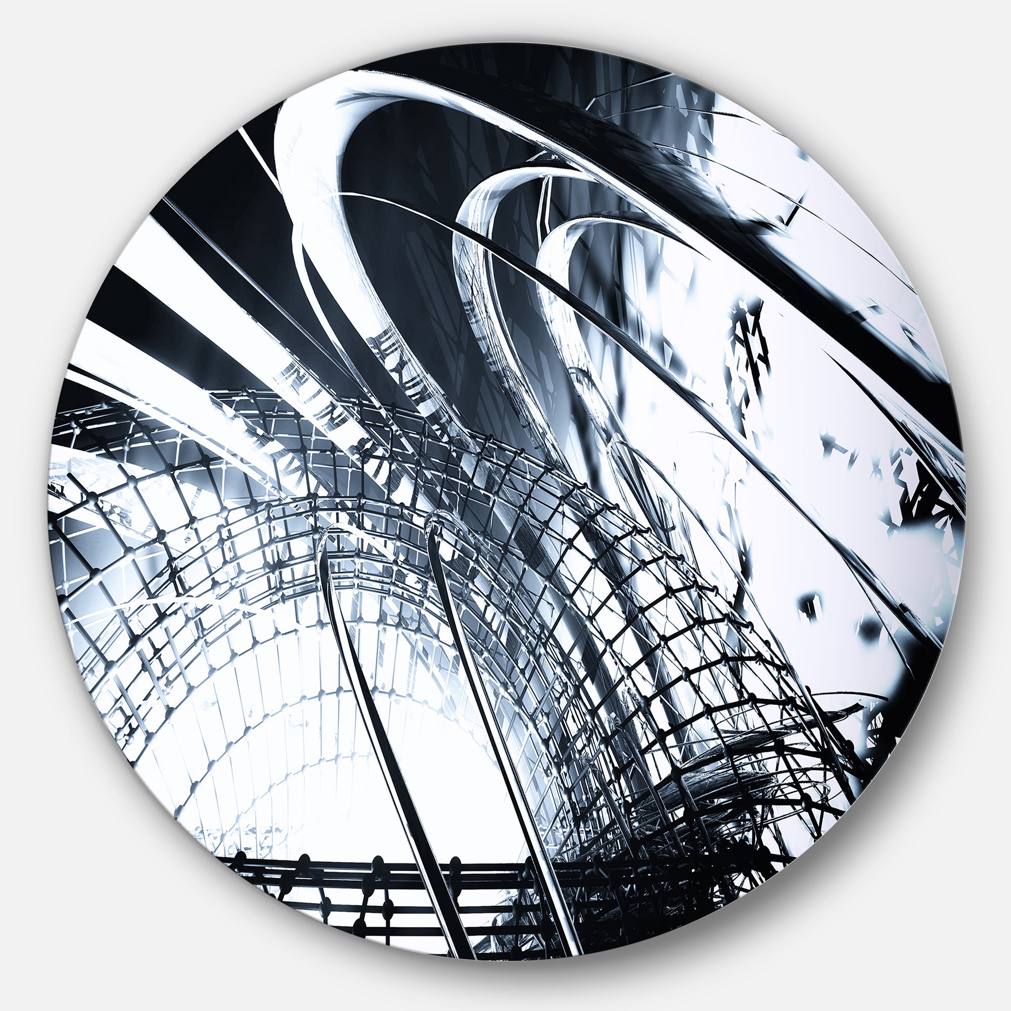 3D Abstract Art Black Structural' Abstract Circle Metal Wall Art