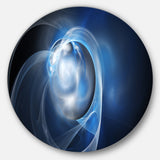 Fractal Lighting in Dark Blue' Abstract Circle Metal Wall Art