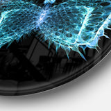 Blue Fractal Butterfly in Dark' Abstract Circle Metal Wall Art