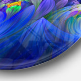 Blue Fractal Flower Bouquet' Floral Circle Metal Wall Art
