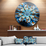 Turquoise Fractal Flower in Dark' Floral Circle Metal Wall Art