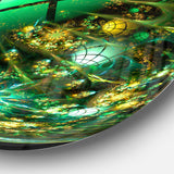 Bright Green Fractal Sphere' Abstract Circle Metal Wall Art