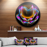 Colorful Fractal Flower in Dark' Floral Circle Metal Wall Art