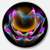 Colorful Fractal Flower in Dark' Floral Circle Metal Wall Art