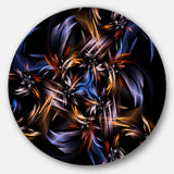 Blue Fractal Light Art in Dark' Contemporary Circle Metal Wall Art