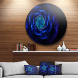 Fractal Silver Blue in Dark' Floral Circle Metal Wall Art