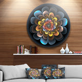 Fractal Flower Macro Close up' Floral Circle Metal Wall Art