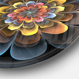 Fractal Flower Macro Close up' Floral Circle Metal Wall Art
