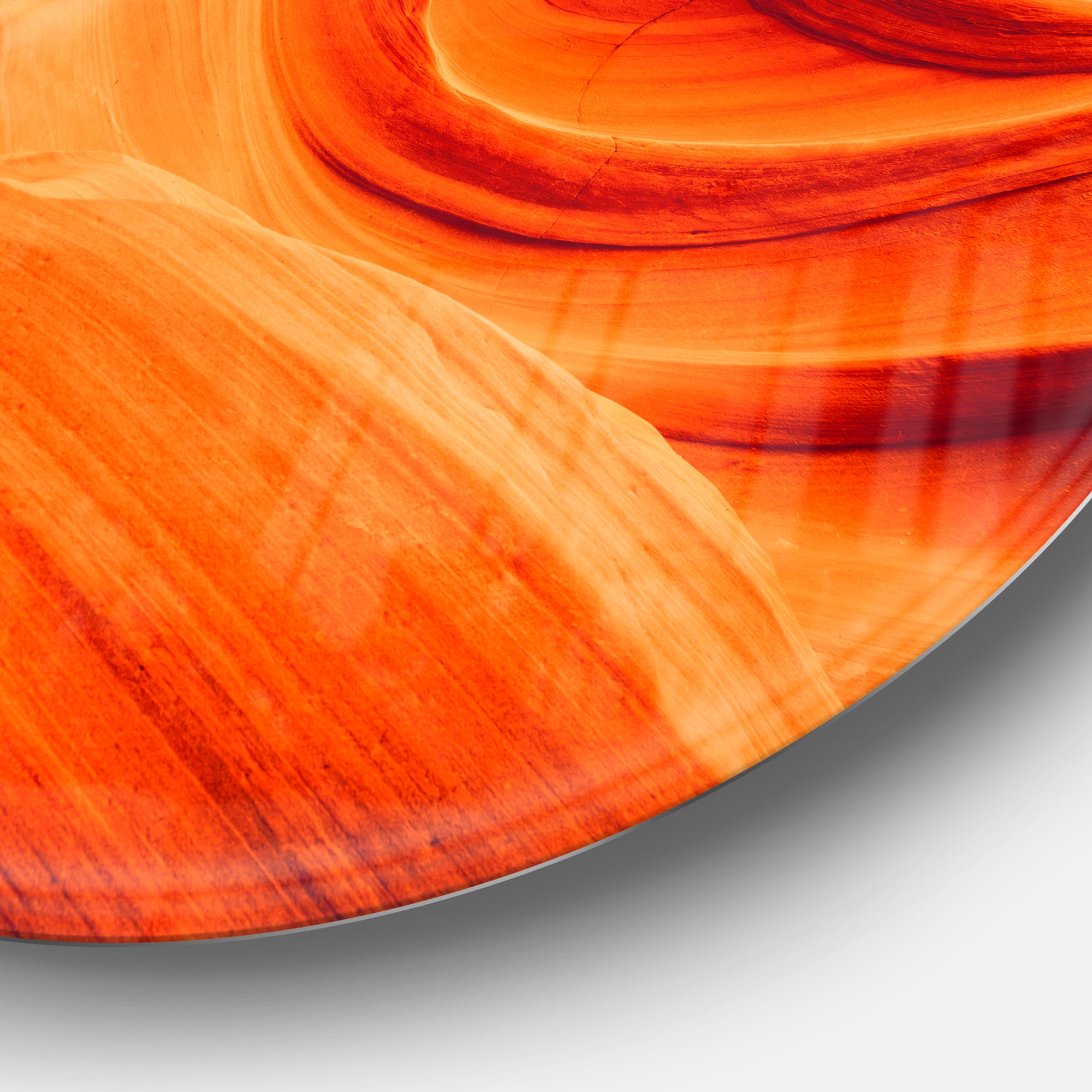 Orange Upper Antelope Canyon' Landscape Photography Circle Metal Wall Art