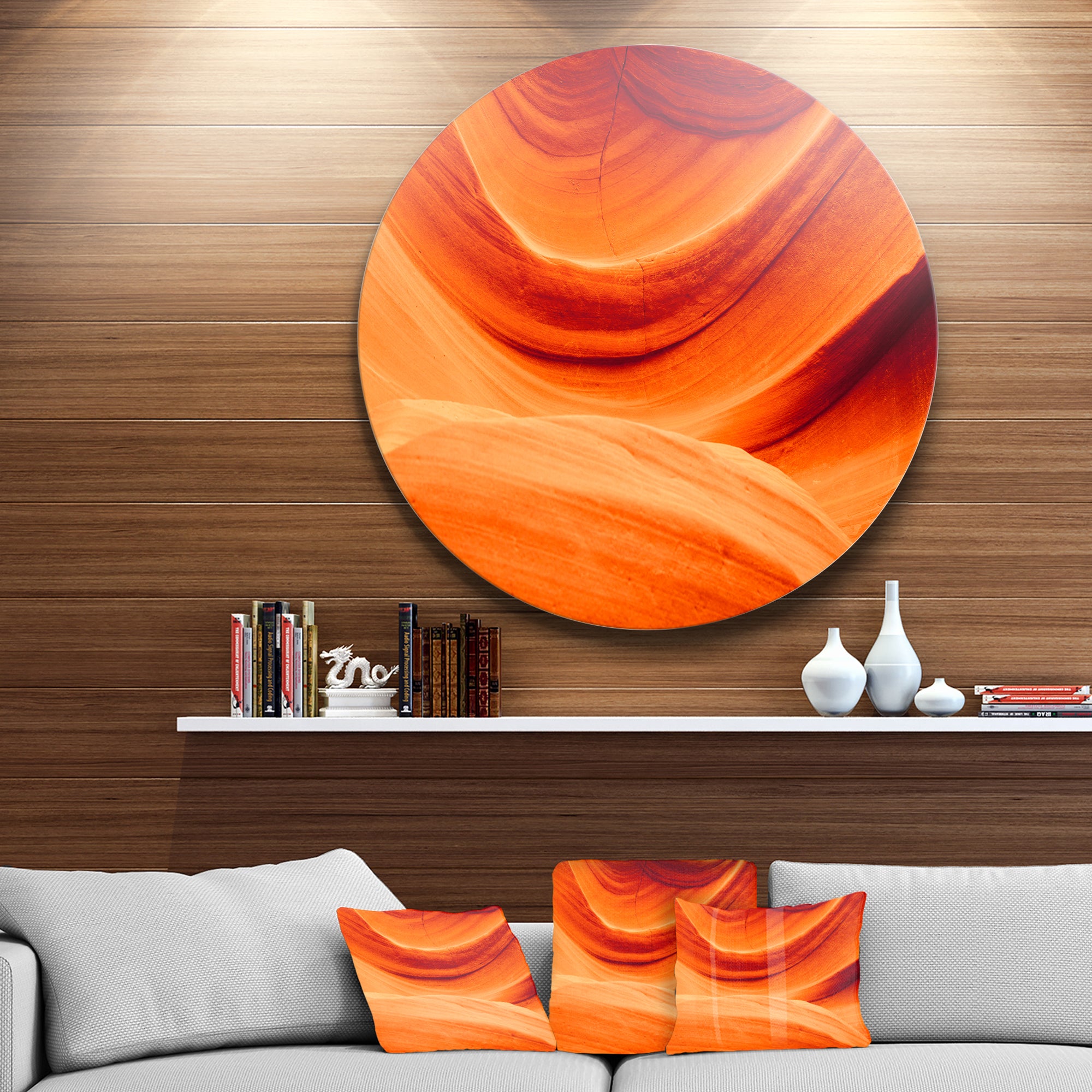 Antelope Canyon Orange Wall' Landscape Photography Circle Metal Wall Art